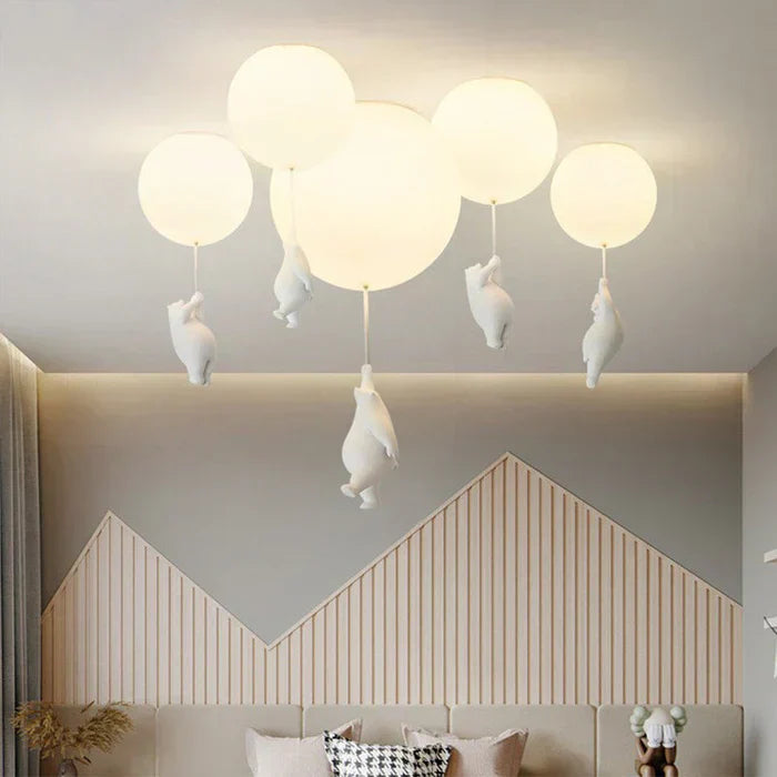Whimsical Bear & Balloon LED Pendant Light for Kids' Rooms