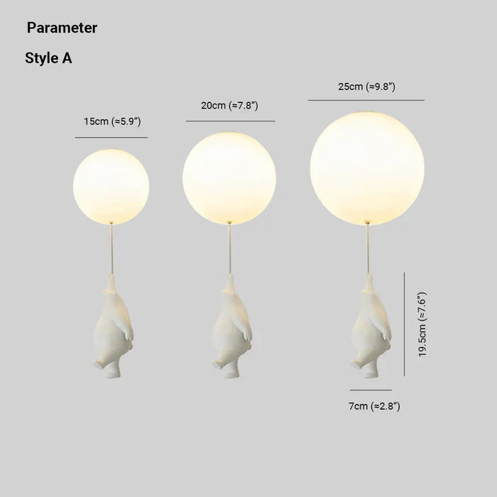 Whimsical Bear & Balloon LED Pendant Light for Kids' Rooms