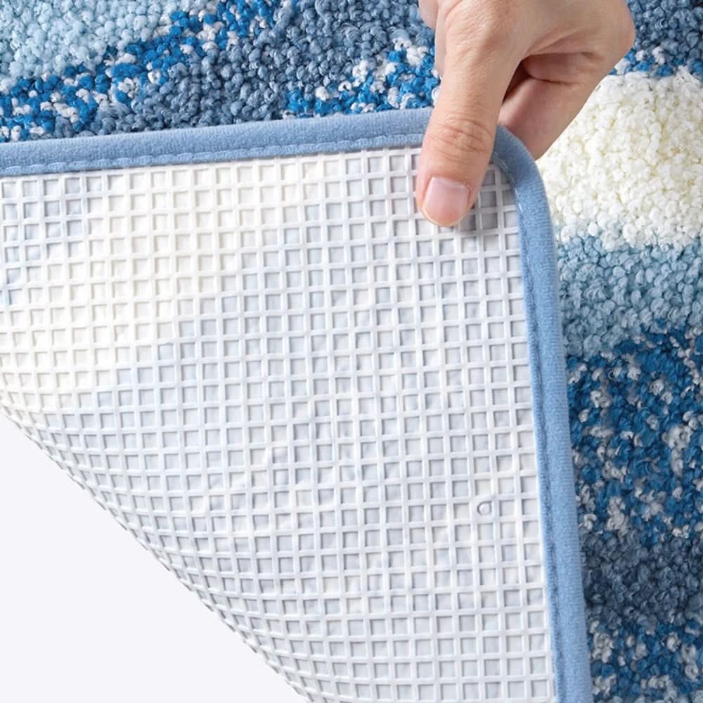 Seaside Footprint Bath Mat - Non-Slip Bathroom Rug with Coastal Design