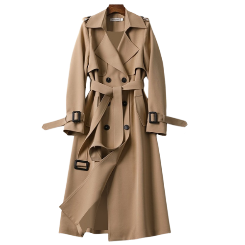 Women's Coat with Double-Breasted Button Closure