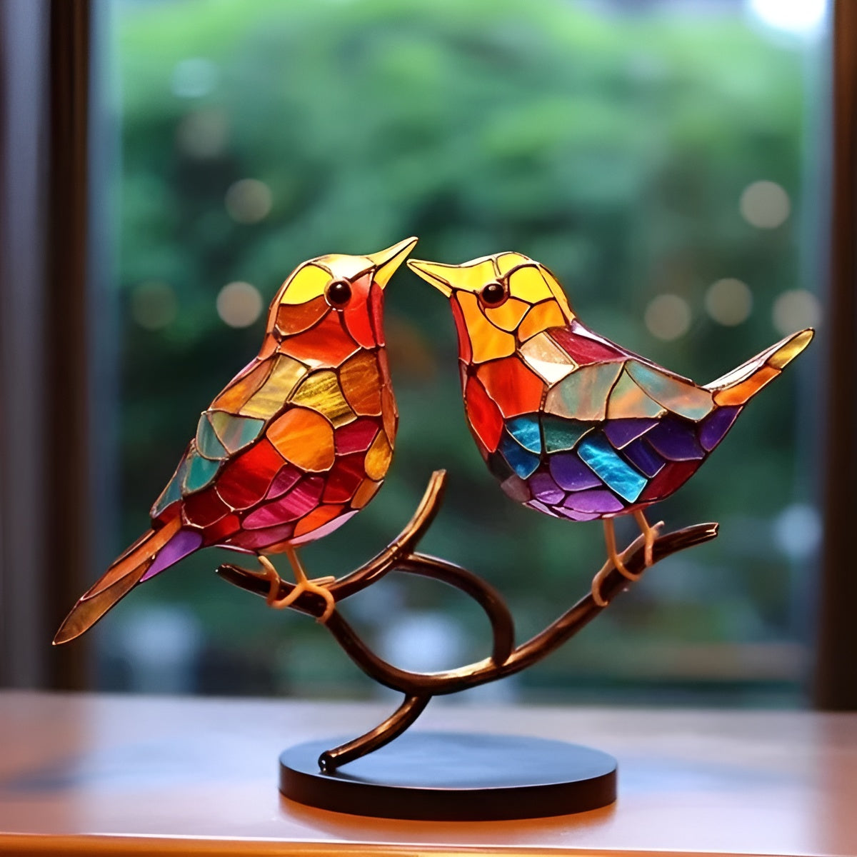 Charming Avian Art Piece - Freestanding Acrylic Sculpture