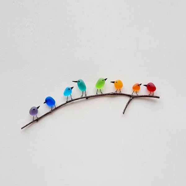 Vibrant Nature-Inspired Wall Art Featuring Recycled Glass Birds