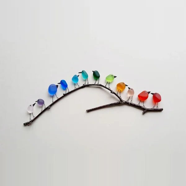 Vibrant Nature-Inspired Wall Art Featuring Recycled Glass Birds