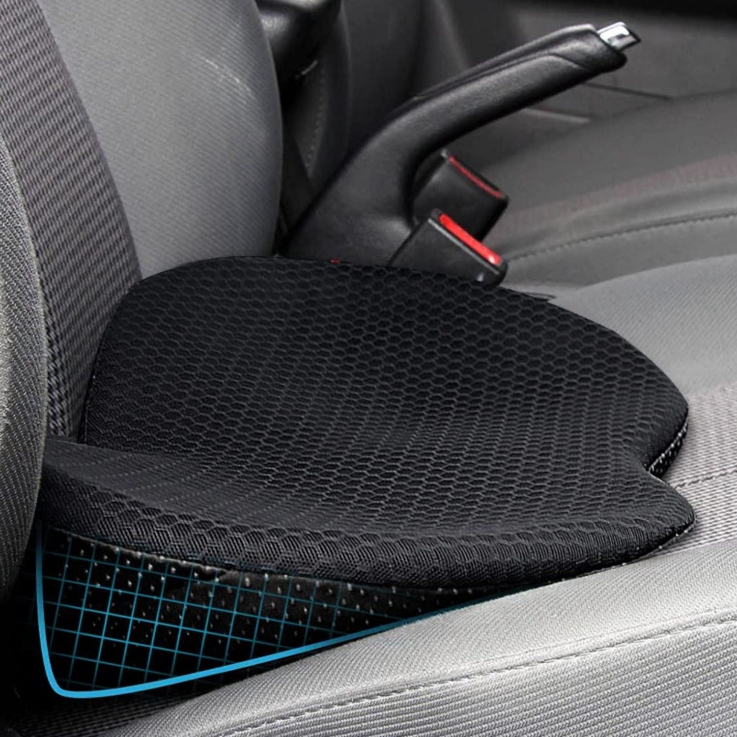 ComfortPlus - Deluxe Memory Foam Car Seat Cushion with Lumbar Support