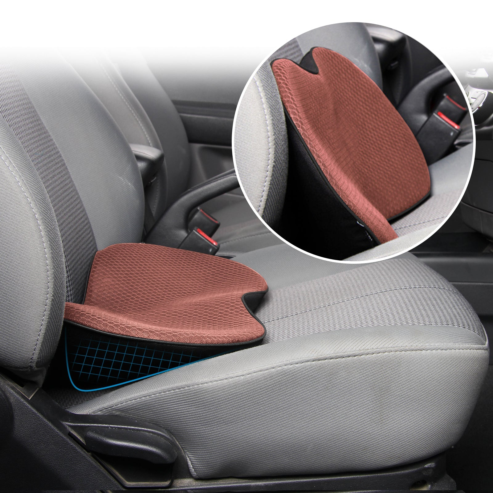 ComfortPlus - Deluxe Memory Foam Car Seat Cushion with Lumbar Support