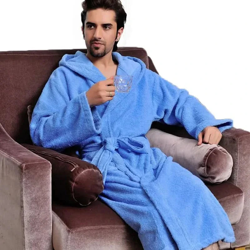 Hooded Cotton Bathrobe - Cozy Lounge Style