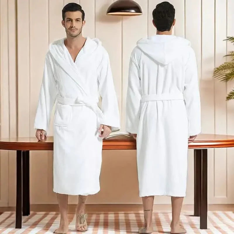 Hooded Cotton Bathrobe - Cozy Lounge Style