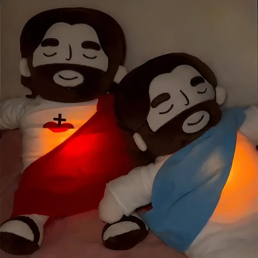 Interactive Plush Toy of Jesus with Breathing, Light, and Music Features