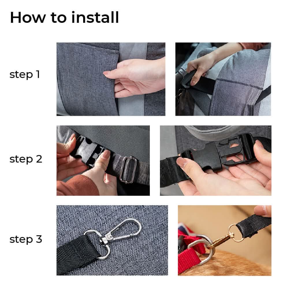 Adjustable Dog Car Seat Bed with Safety Straps for Comfortable Travel