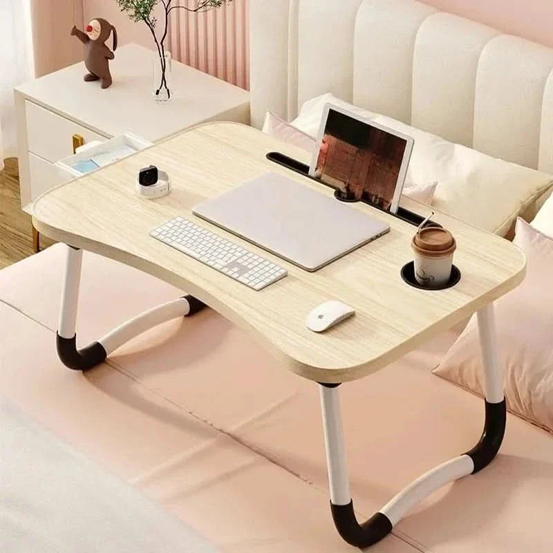 Compact Table with Drink and Tablet Holder for Space Efficiency