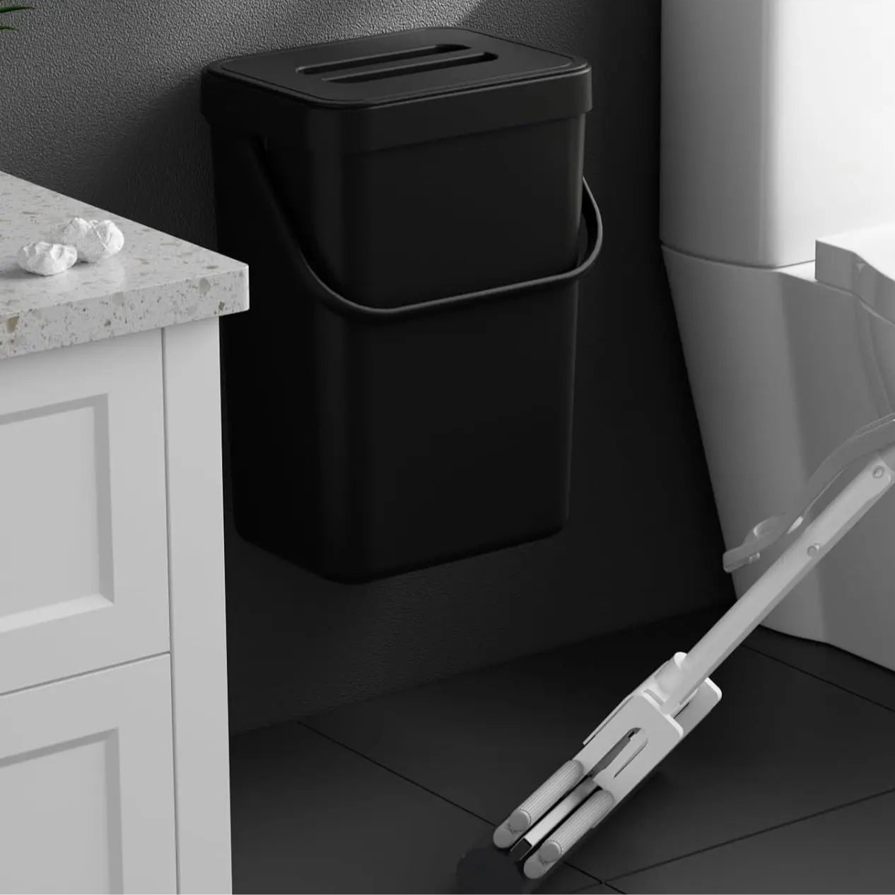 Space-Saving Smart Trash Can with Odor Control Lid
