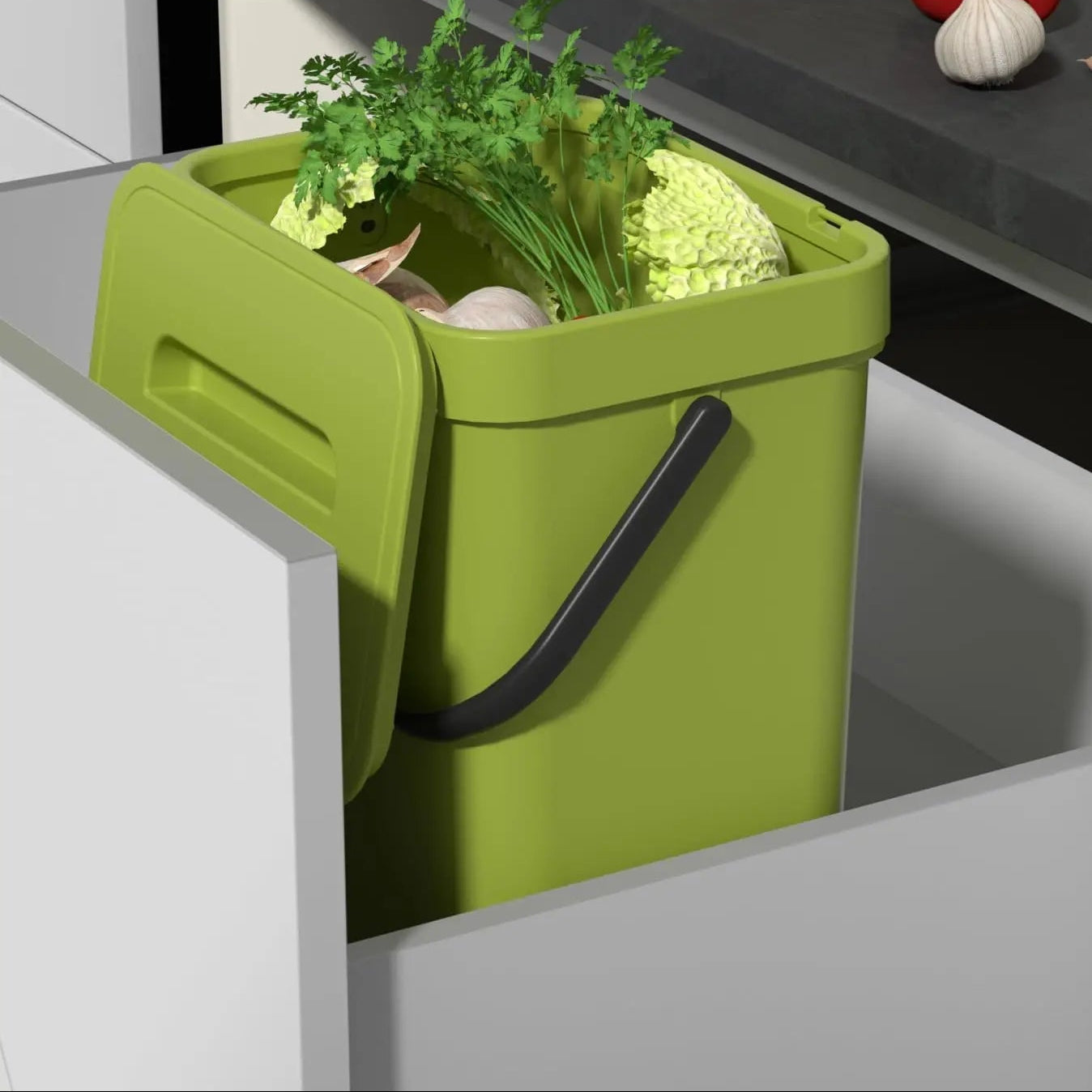 Space-Saving Smart Trash Can with Odor Control Lid