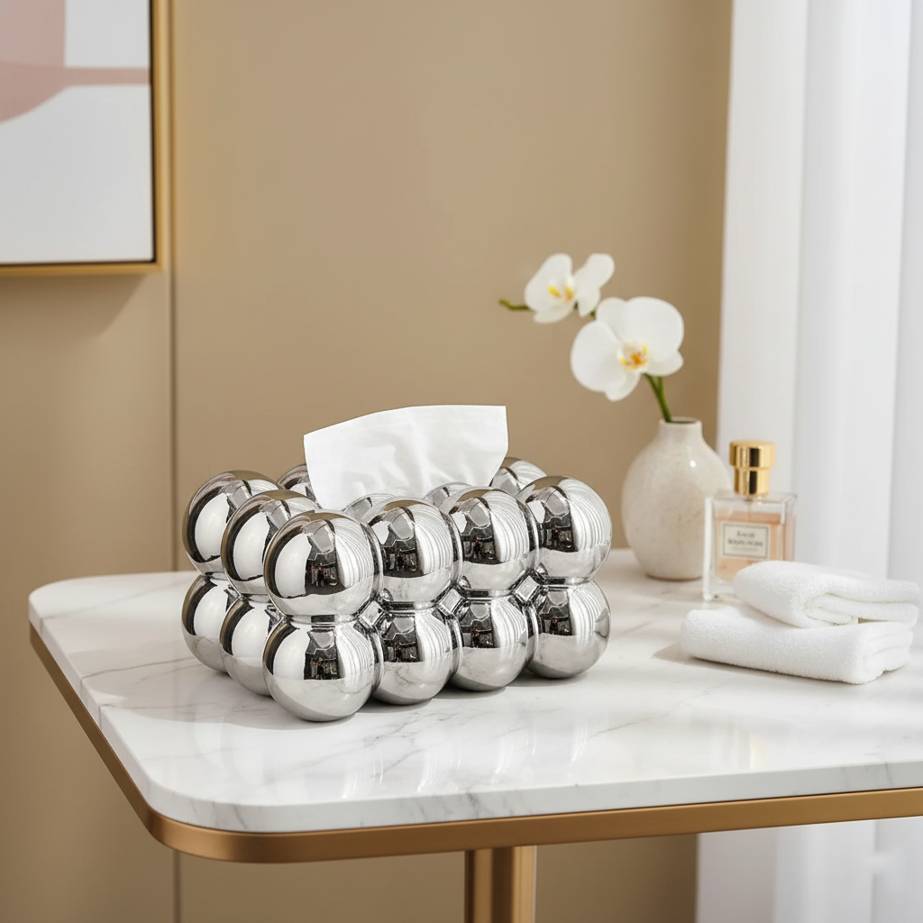 Stylish Bubble-Patterned Ceramic Tissue Holder for Home