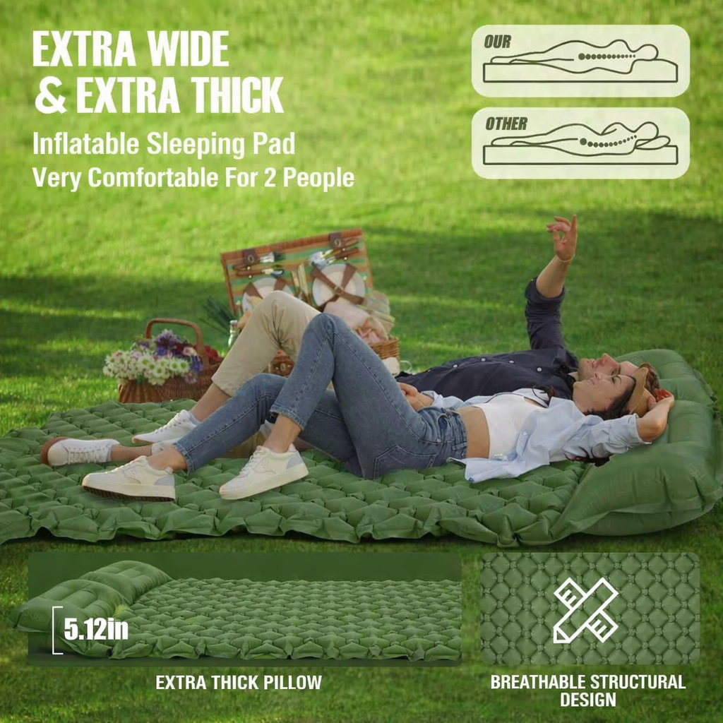 Inflatable Camping Mattress – Extra Wide for Maximum Comfort