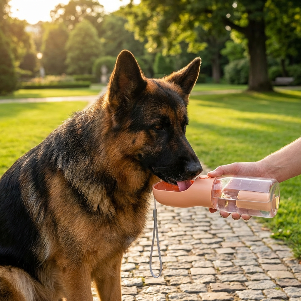 Dog Water Bottle with Food Storage and Waste Bag Dispenser - 3-in-1