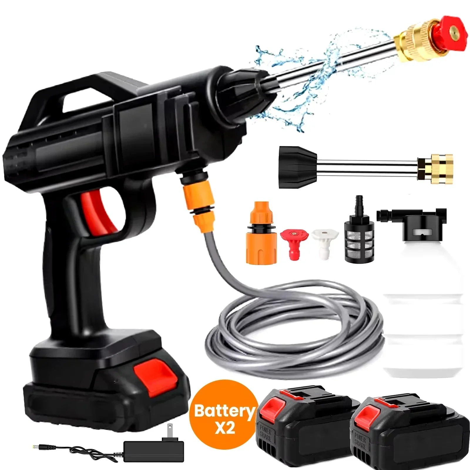Portable Power Cleaner with Rechargeable Battery & Versatile Nozzle