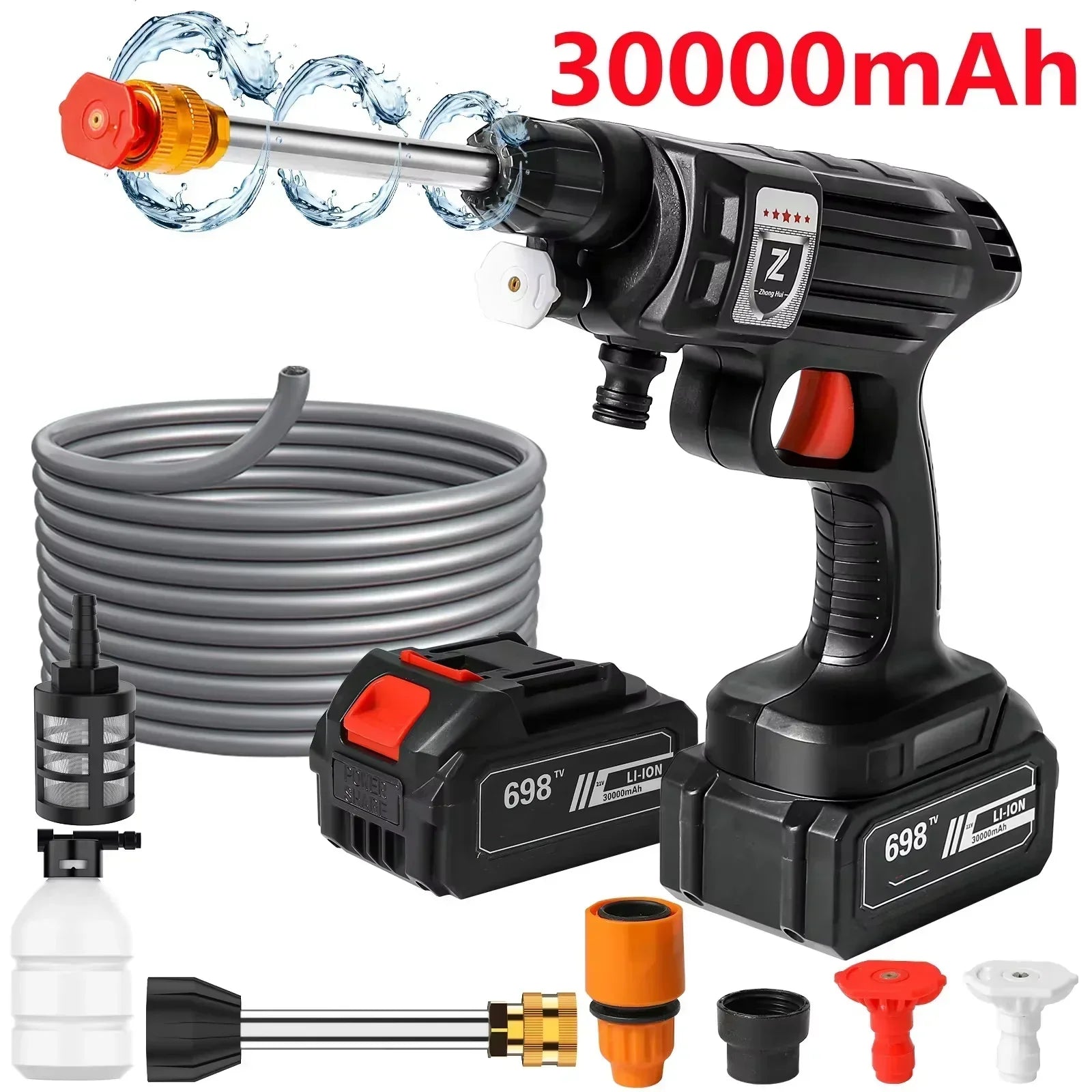 Portable Power Cleaner with Rechargeable Battery & Versatile Nozzle