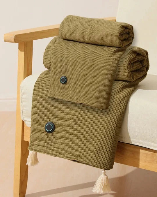 WarmNest USB Rechargeable Heated Fleece Throw Blanket