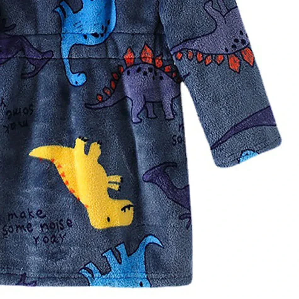 Soft Flannel Bathrobe for Kids with Hood and Cartoon Design