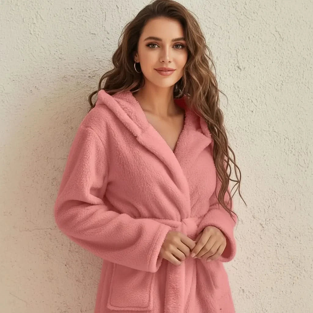 Hooded Fleece Lounge Robe for Comfortable Relaxation