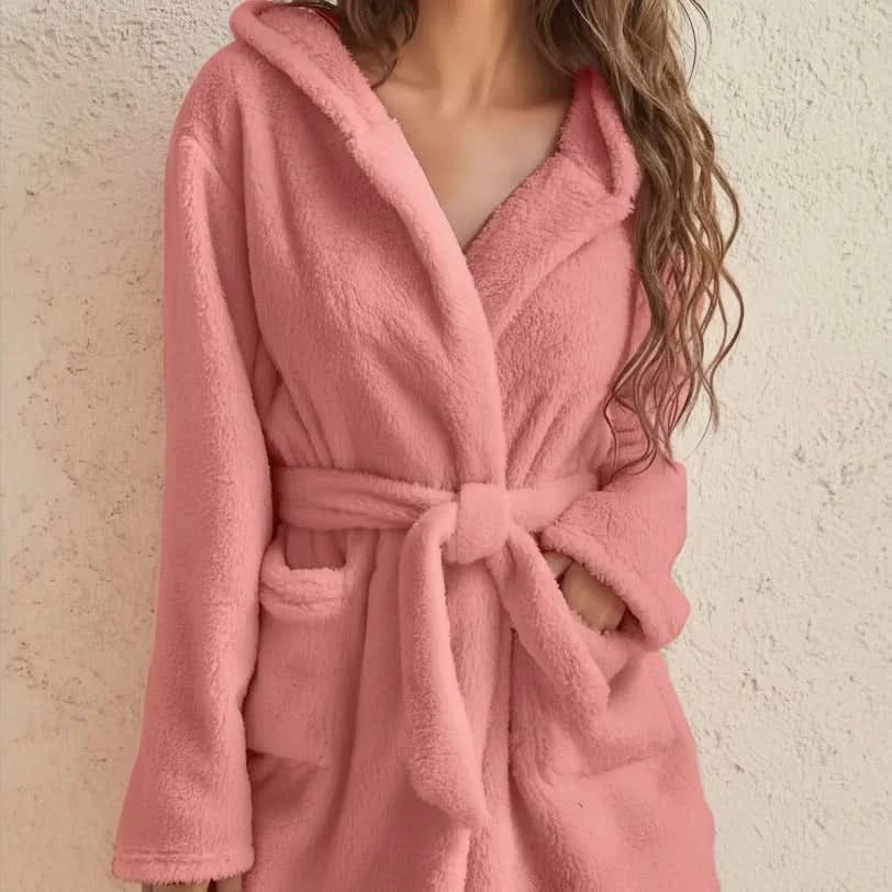 Hooded Fleece Lounge Robe for Comfortable Relaxation
