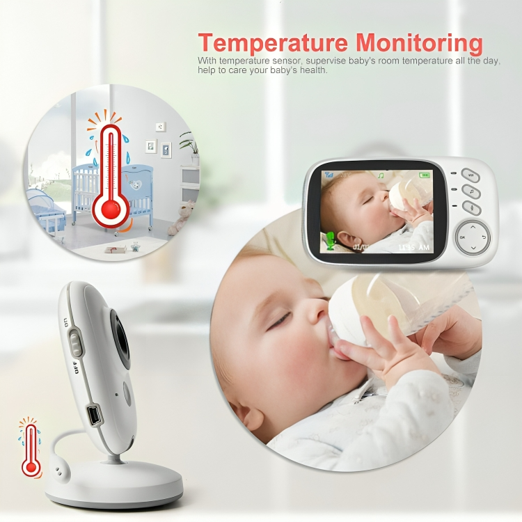Wireless Baby Monitor with LCD Screen and Two-Way Audio Communication