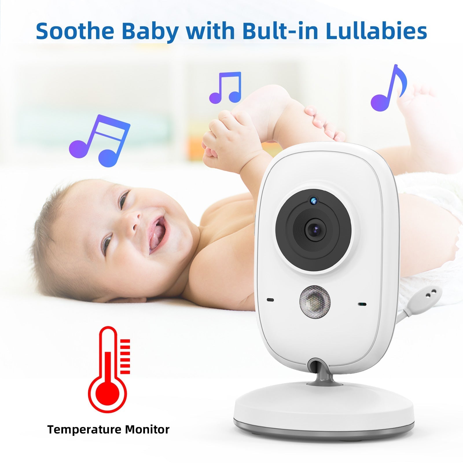 Wireless Baby Monitor with LCD Screen and Two-Way Audio Communication