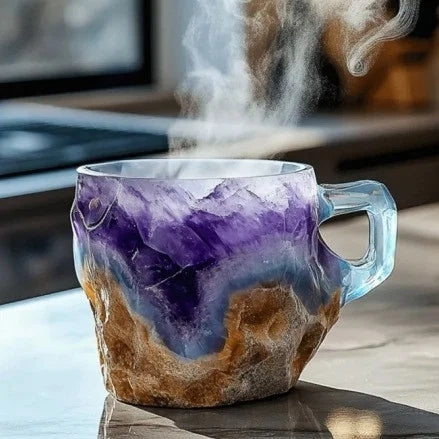 Mineral Crystal Coffee Mugs – Set of Glass Cups