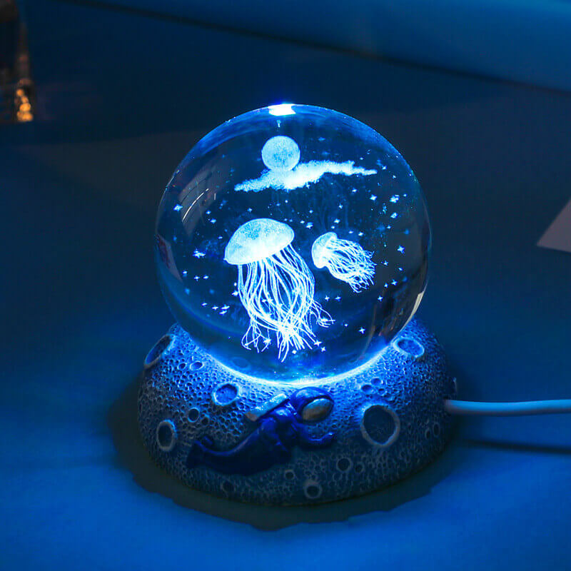 Enchanting 3D Laser-Engraved Crystal Sphere Night Light