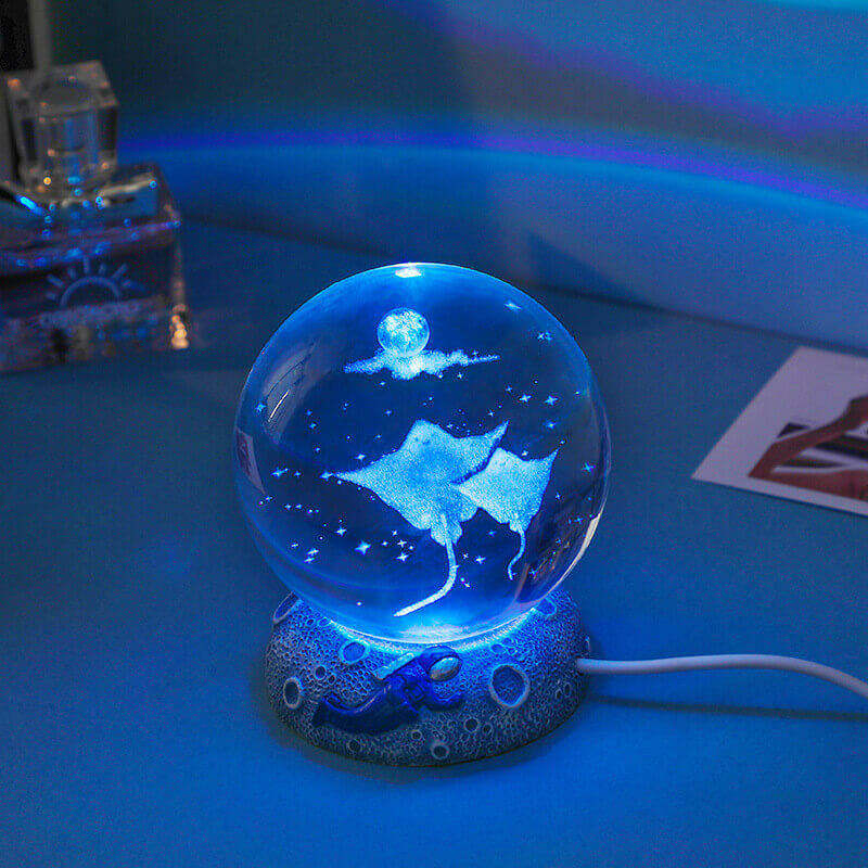 Enchanting 3D Laser-Engraved Crystal Sphere Night Light