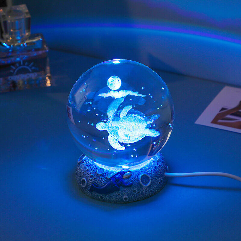 Enchanting 3D Laser-Engraved Crystal Sphere Night Light