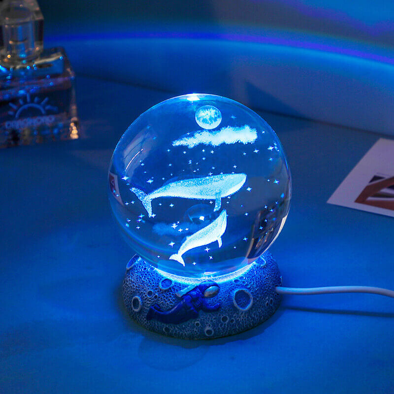 Enchanting 3D Laser-Engraved Crystal Sphere Night Light