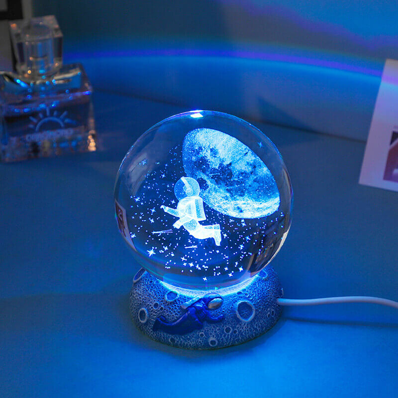 Enchanting 3D Laser-Engraved Crystal Sphere Night Light