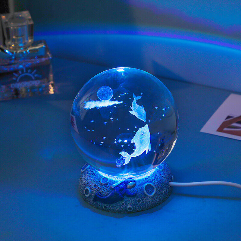 Enchanting 3D Laser-Engraved Crystal Sphere Night Light