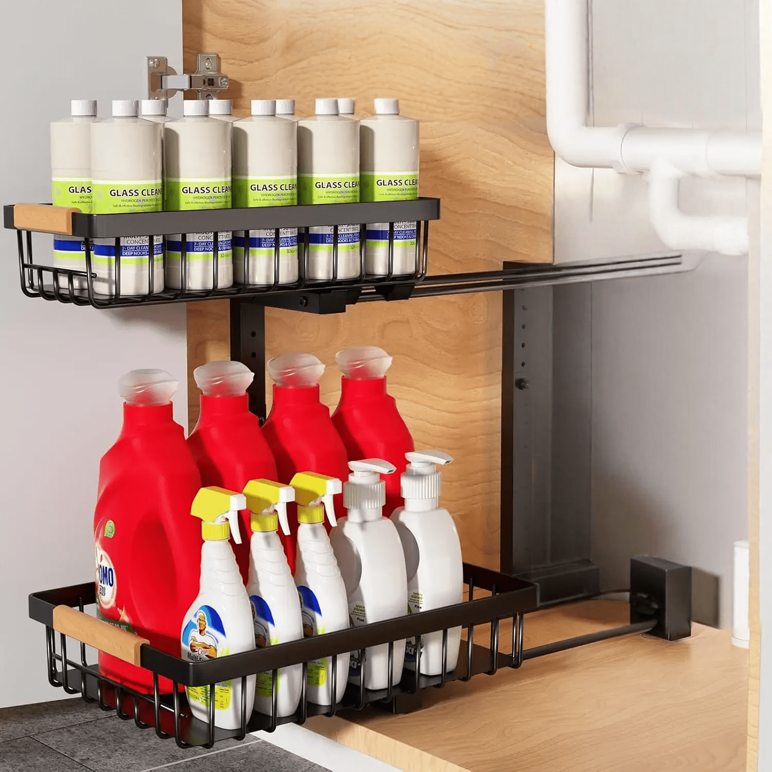 Versatile Under Sink Storage System with Durable Steel Frame