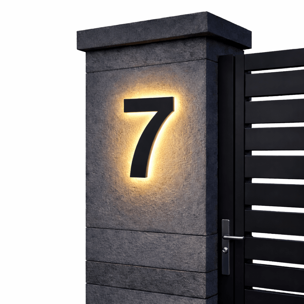 Illuminated House Number Sign with Customizable LED Display
