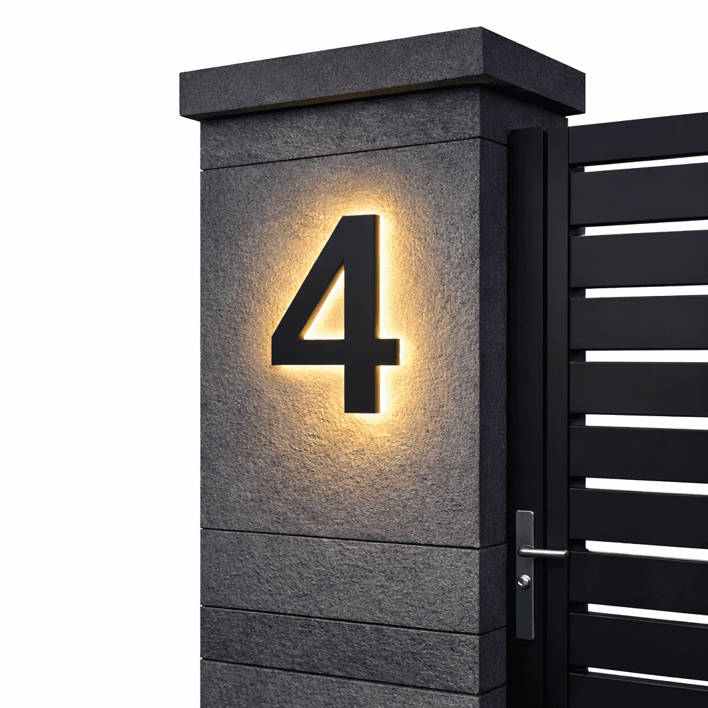 Illuminated House Number Sign with Customizable LED Display