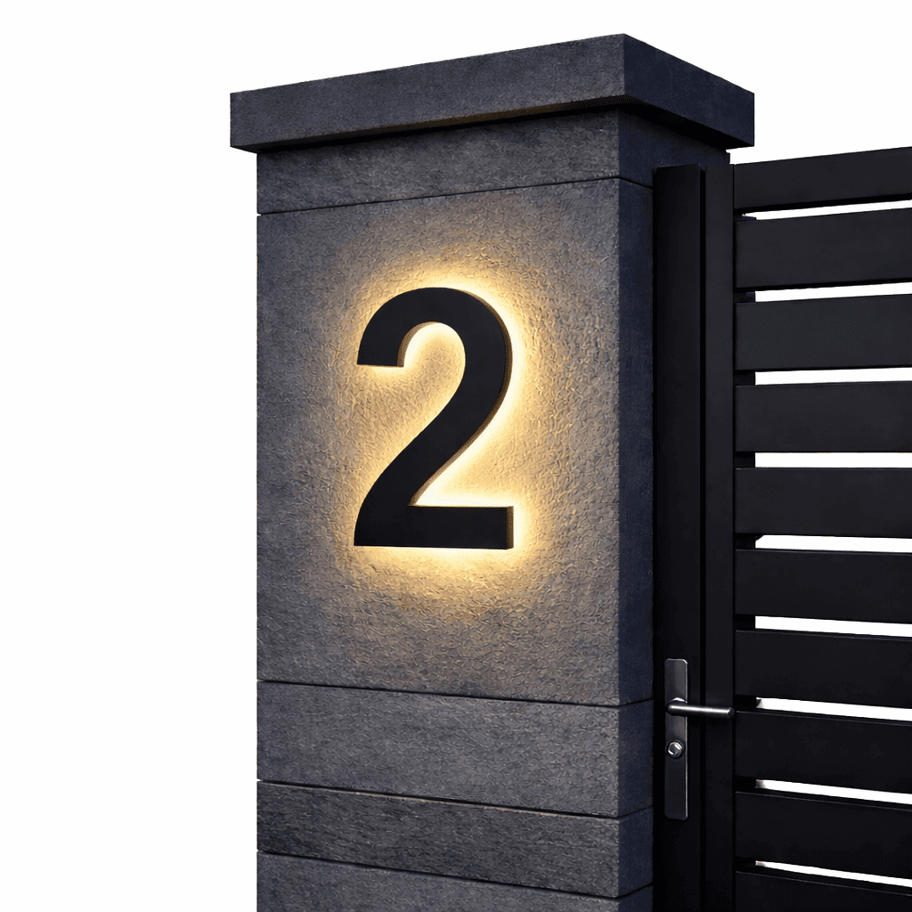 Illuminated House Number Sign with Customizable LED Display