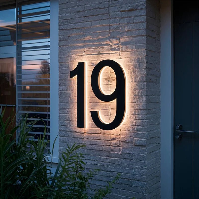 Illuminated House Number Sign with Customizable LED Display
