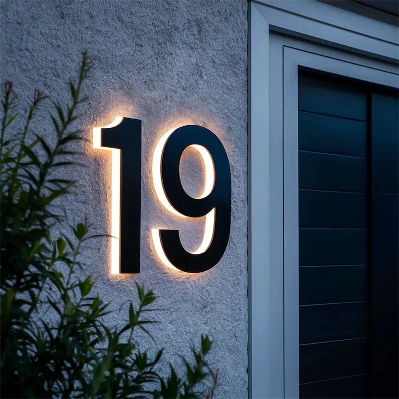 Illuminated House Number Sign with Customizable LED Display
