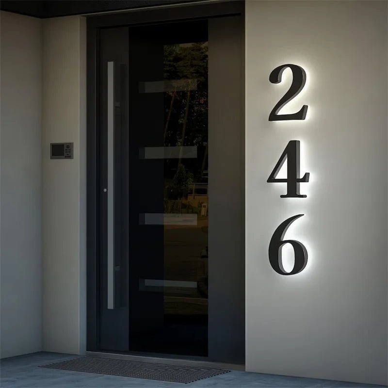 Illuminated House Number Sign with Customizable LED Display