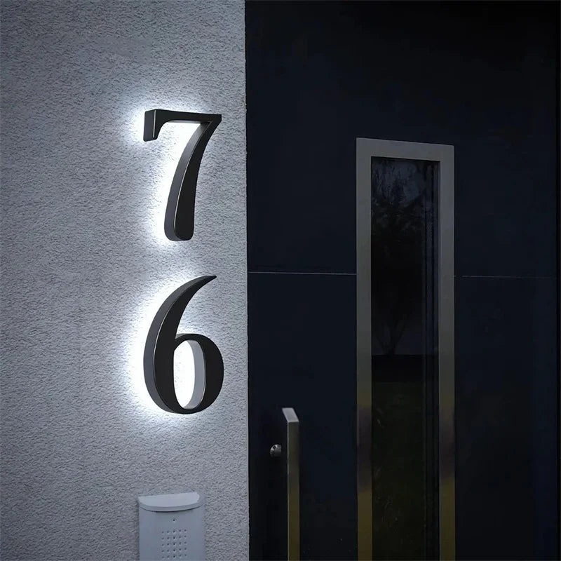 Illuminated House Number Sign with Customizable LED Display