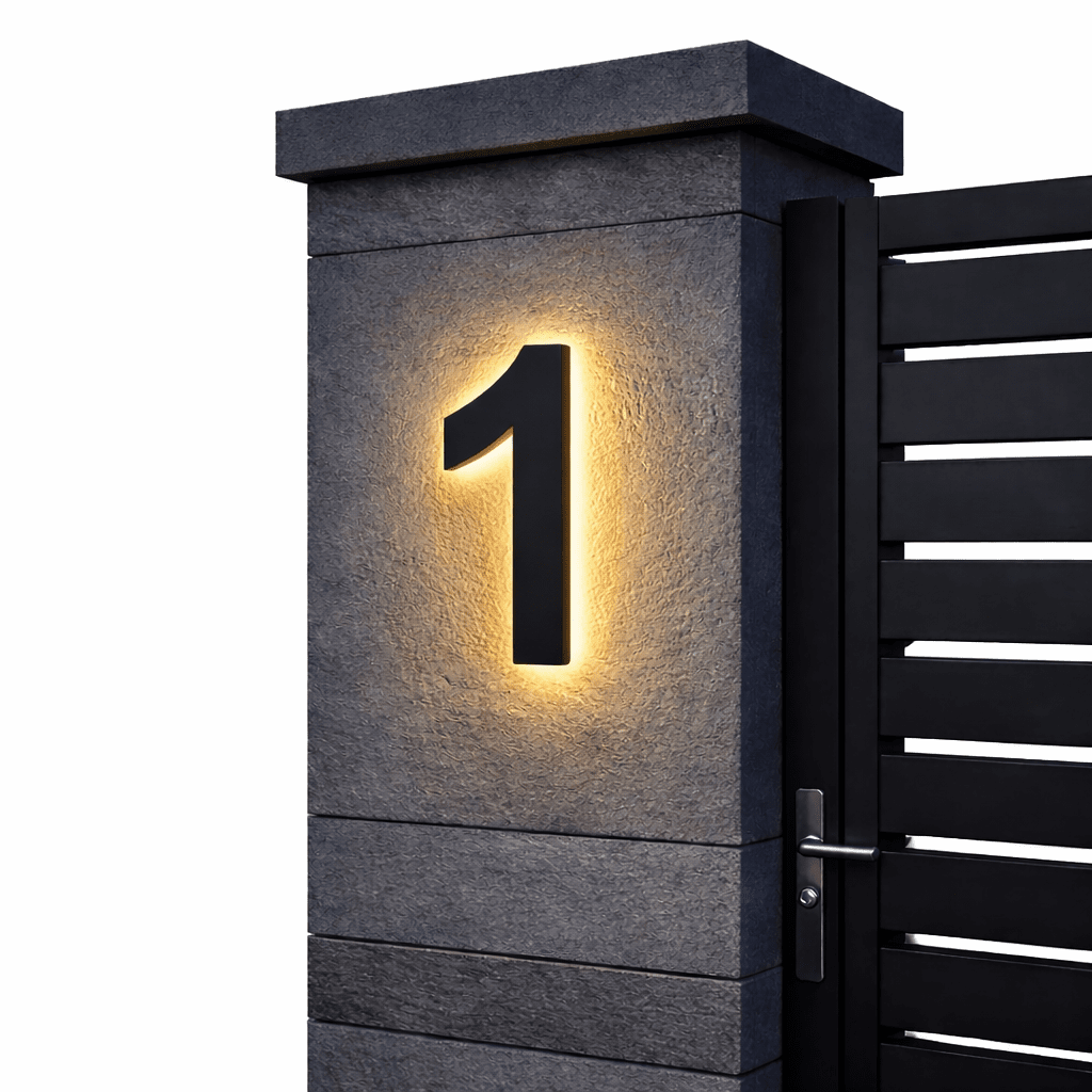 Illuminated House Number Sign with Customizable LED Display