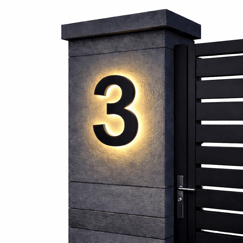 Illuminated House Number Sign with Customizable LED Display