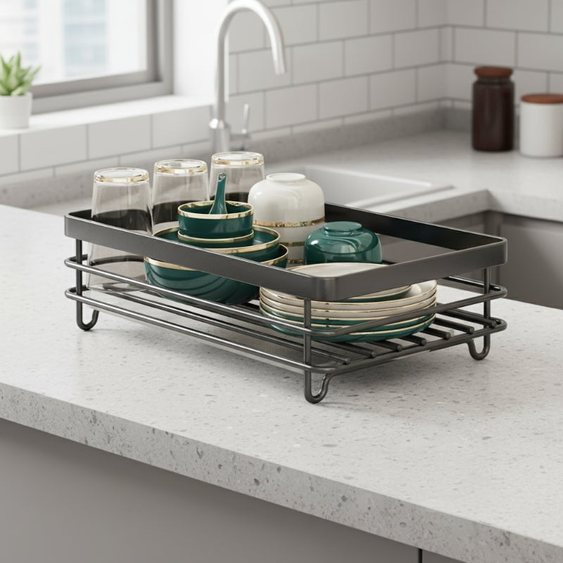 Compact Stainless Steel Dish Organizer - Perfect for Small Spaces