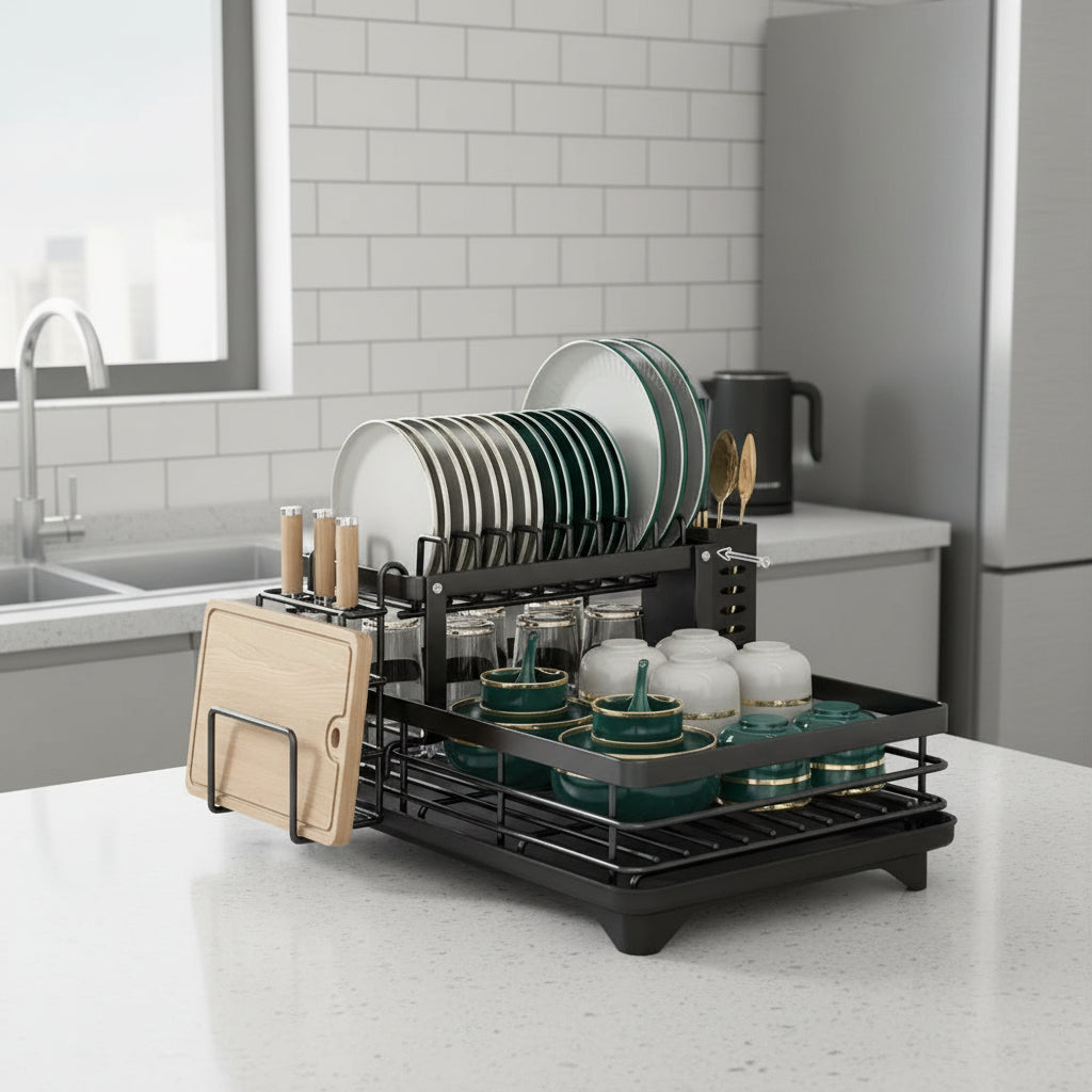 Compact Stainless Steel Dish Organizer - Perfect for Small Spaces