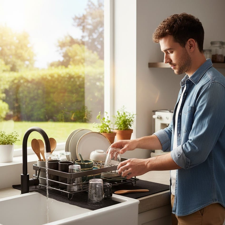 Compact Stainless Steel Dish Organizer - Perfect for Small Spaces