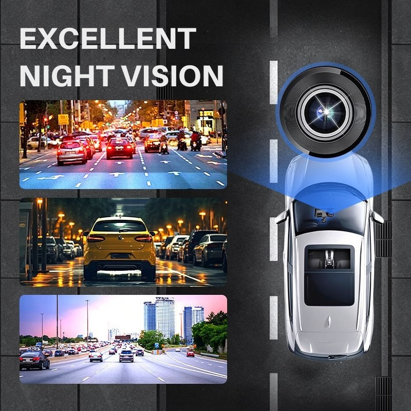 Dual Dashcam with Front and Rear Recording | Wide Angle and Night Mode