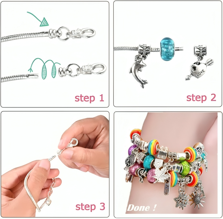 DIY Charm Bracelet Kit with Dazzling Bands