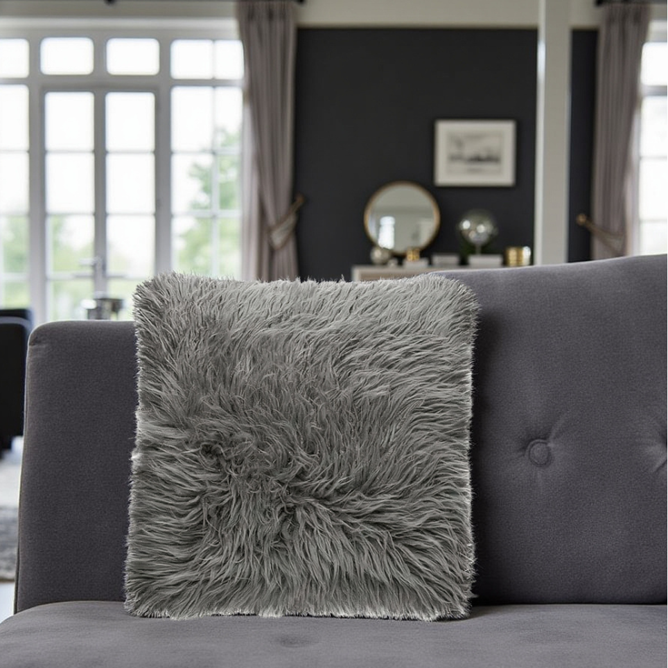 Luxurious Lambskin Throw Pillow with Soft Polyester Fill